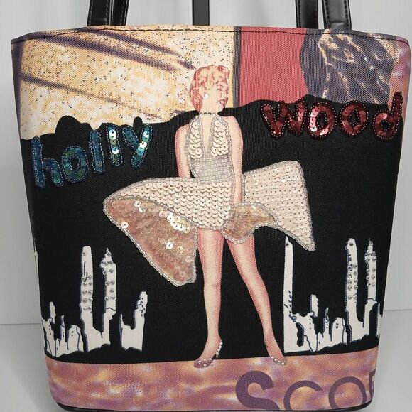Vintage Marilyn Monroe Purse Sequin and Bead Embellished Tote Handbag - Picture 2 of 12